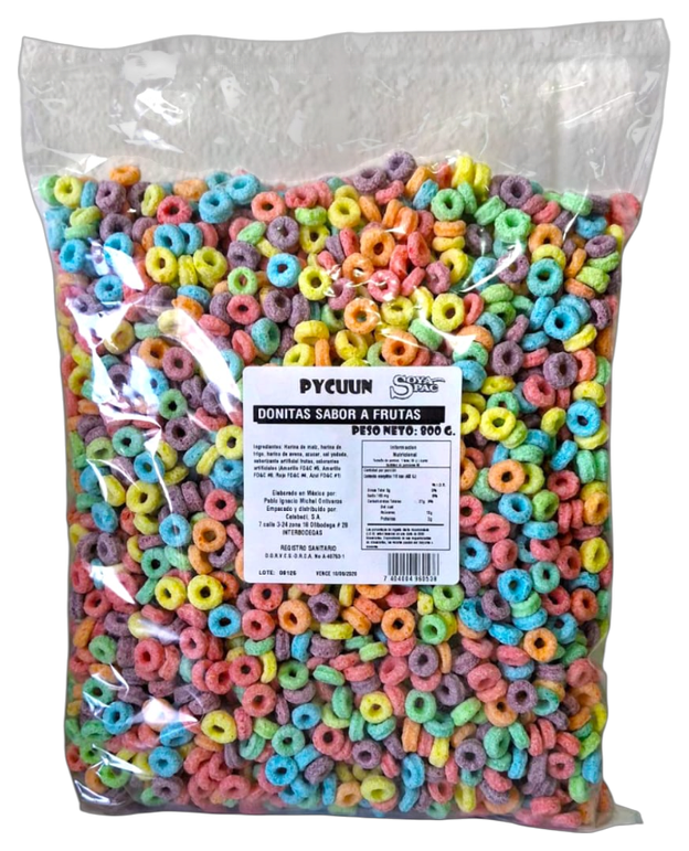 Cereales HEBBE (marca por confirmar) Donitas sabor a frutas Sabor a frutas, 800 g